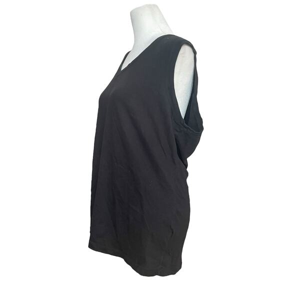 Norma Kamali Women's Tank Top‎ Black XL Organic Cotton V-Neck Capsule Minimalist - Picture 2 of 7